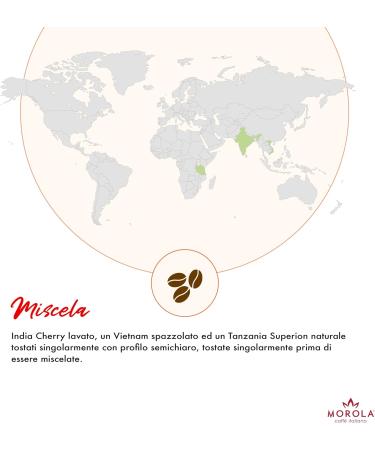Morola Caff Italiano - Coffee Beans - Morola Red Blend - 1000g Bag - 1kg Pack - Made in Italy - Buy Online on GoSupps.com