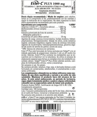 Solgar Ester-C Plus Vitamin C 1000 mg - 180 Tablets | Immune Support & Antioxidant - Buy Online on GoSupps.com