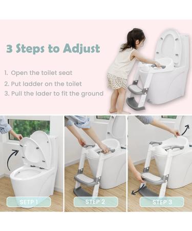 JASSONE Potty Training Seat Toddler Step Stool 2 in 1 Toilet for Kids - Grey, Anti-Slip Pad, Splash Guard - Boys Girls Potty Training - Buy Online on GoSupps.com