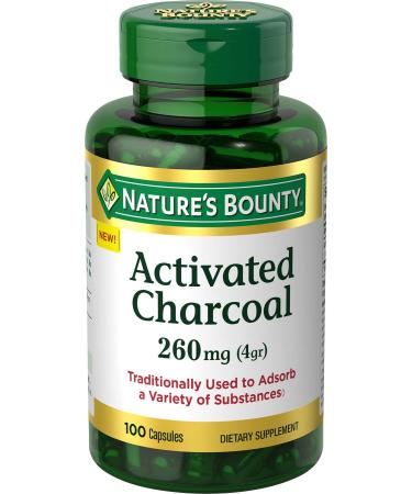 Nature's Bounty Activated Charcoal 260 mg, 100 Capsules, Dietary Supplement to Support a Healthy Lifestyle