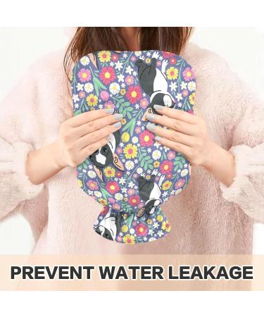 NAANLE 1L Floral Pattern Hot Water Bottle - Pug Design for Pain Relief & Warm Therapy | Transparent & Versatile Bed & Hand Warmer - Buy Online on GoSupps.com
