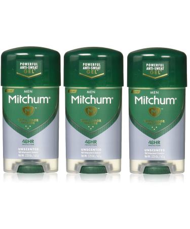 Mitchum Power Gel Antiperspirant Deodorant - Unscented - Net Wt. 2.25 OZ (63 g) - Pack of 3