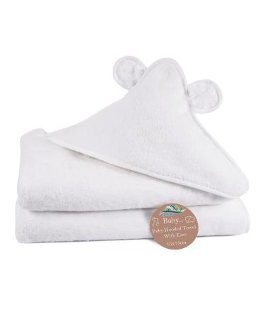 Super Soft Zero Twist 100% Cotton Hooded Baby Towel with Ears 75cm x 75cm Baby Hooded Towel for Newborns Highly Durable 75 x 75cm Pack of 1 White Hooded Towel