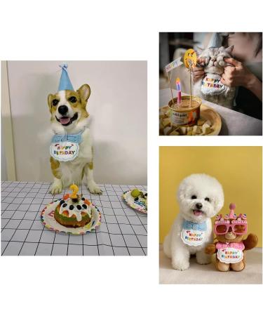 Fashion Pet Collar Dog Pet cat birthday hat Dog Birthday Accessories Dog cat pet spit pocket towel Floral Necklace with Hat Dog Birthday Suit Dog Birthday Scarf and Hat - Buy Online on GoSupps.com