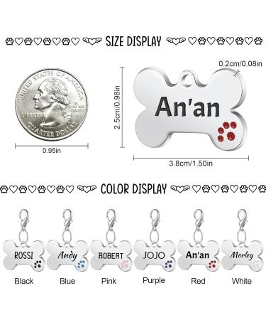 Nibana 2 Pack Personalized Pet ID Tags Dog Name Tags Engraved on Both Sides 4 Lines of Custom Text Paw Print Bone Pet Tag for Dogs Cats (Red) - Buy Online on GoSupps.com