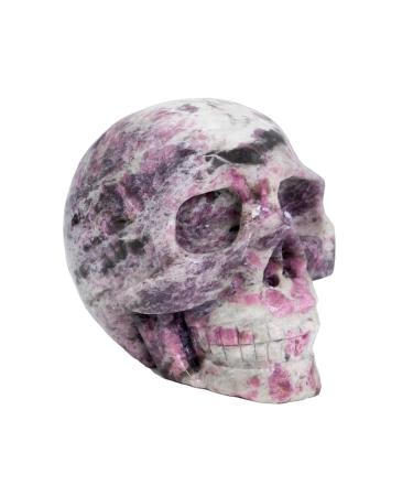 Home Natural Hand Carved Crystal Skull Gemstone Human Skull Pink Tourmaline Stone Crystal Reiki