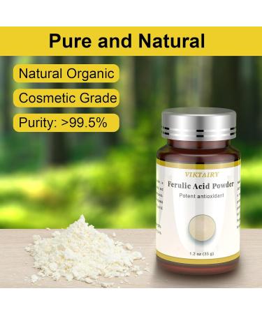 Pure Ferulic Acid Powder - 1.2 oz | Natural Antioxidant for Vitamin C & E Stability | Protect Skin from Damage | DIY Skincare Creams & Serums - Buy Online on GoSupps.com