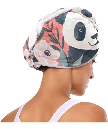 Flowers Pandas Hair Towel 2 Pack | Super Absorbent Quick Dry Hair Turbans for Women & Girls - Buy Online on GoSupps.com