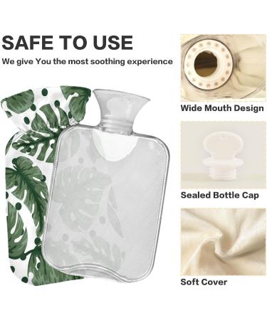 NAANLE Palm Leaf Polka Dot Hot Water Bottle 1L Transparent Cover for Menstrual Cramps Pain Relief & Heat Therapy | International Shipping - Buy Online on GoSupps.com