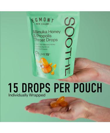 Egmont Honey Manuka Honey & Propolis Throat Drops 15 Count | UMF 15+ New Zealand Honey with Vitamin C | Natural Soothing Relief On-the-Go - Buy Online on GoSupps.com