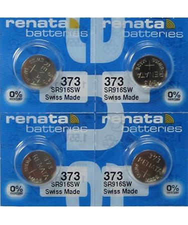 4 Renata 373 Button Cell Watch 0% Hg Mercury Free Batteries