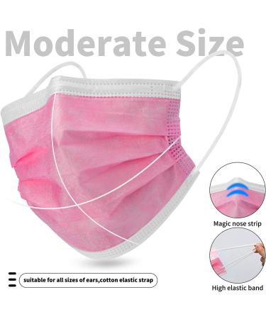 100 Pcs Multicolor Adult Face Masks - 3 Layers Filter, Non-Woven Disposable Masks - Anti Dust, Breathable Design with Ear Loops - Pack of 100 - Buy Online on GoSupps.com