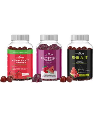 CogniTune Gummy Wellness Bundle - Resveratrol, Shilajit, and Methylfolate Gummies