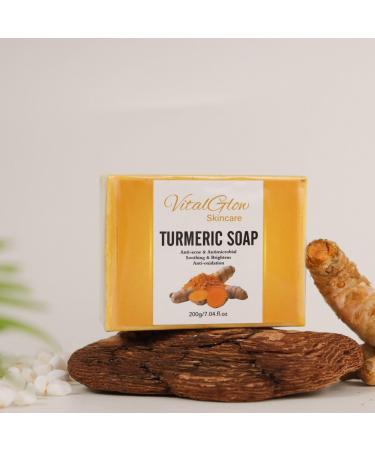 Turmeric Soap Bar Suitable for All Skin Type Plant-Based Ingredients Natural Cleansing Skin Smooth Vegan Turmeric soap for Face and Body pack of 1 (7.04 oz Each) Yellow
