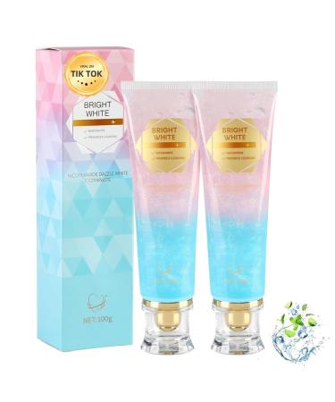 2PC Niacinamide Whitening Toothpaste Niacinamide Intensive Whiten-ing Toothpaste Triple Whitening Niacinamides Intensive Toothpastes Gentle Mint Fresh Breath Remove Tooth Stains 3.8 Fl Oz (Pack of 2)