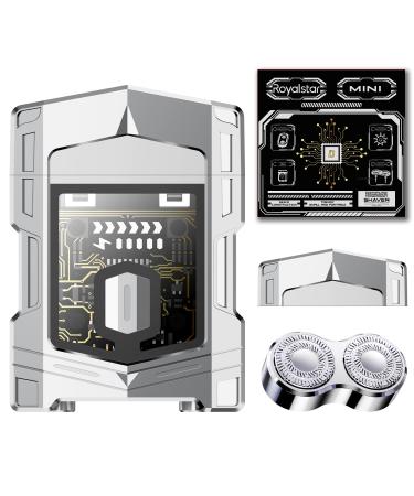 Mini Portable Electric Shaver Travel Shaver Men's Electric Shaver IP6X Waterproof Wet and Dry with Smart Display Rechargeable Cordless Rotary Shaver for Travel Car Office Gift Father Friend Silver 1