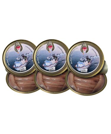 Los Picones Gourmet Premium Anchovies from the Cantabrian XL Pack of 3 Tins in Olive Oil (300 g/30 fillets) Preserved Gourmet with Bocartes Grandes. Santo a