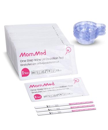 MomMed Ovulation Test Strips (LH60) with Free 60 Collection Cups, Reliable LH Surge Predictor OPK Kit, Accurately Track Ovulation Test, High Sensitivity Result for Women Home Testing 60 Piece Set