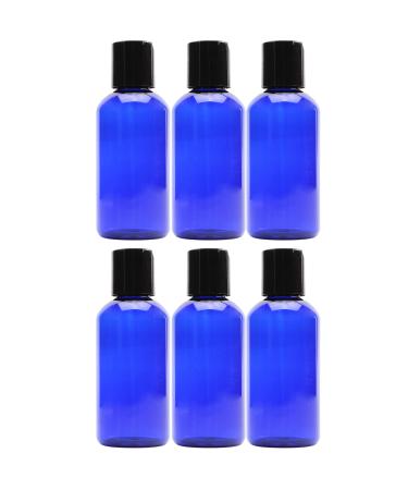 4oz Empty Cobalt Blue Plastic Squeeze Bottles with Disc Top Flip Cap (6 pack) BPA-Free Containers For Shampoo, Lotions, Liquid Body Soap, Creams (4 ounce, Cobalt Blue)