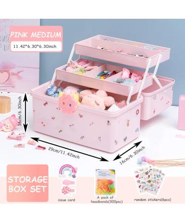 Hair Accessories Organiser Hair Clip Storage Hair Clip Organiser 3-Layer Box for Hair Accessories Storage 180 Unfold Kids Jewellery Box with Handle and DIY Stickers for Hairbands Hair Ties Clips - Buy Online on GoSupps.com