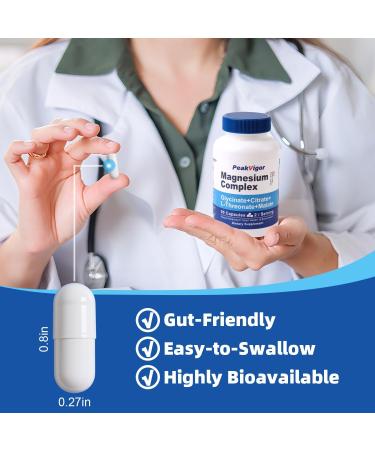PeakVigor Magnesium Complex Capsules | 5-in-1 Formula | Dietary Supplement | 90 Capsules Per Bottle (45 Servings) | Vegan Non-GMO - Buy Online on GoSupps.com