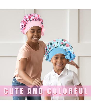 Kids Satin Bonnet Sleeping Cap for Girls Boys - 5 Pcs | Soft Satin Hair Bonnet for Night | Wide Band Toddler Infant Sleep Cap - 5 Styles - Buy Online on GoSupps.com