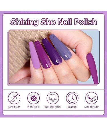 Shining She Nail Polishes Set - 6 Colors Purple Wisteria Rose Purple Polish - Soak-Off UV/LED Gel - Perfect Gift for Nail Art - 8ML - Buy Online on GoSupps.com