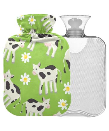 Naanle hot hot water bottle with cover daisy cow Transparent hot water bottle 1L heat bottle for menstrual cramps pain relief handfoots heat and cold therapy