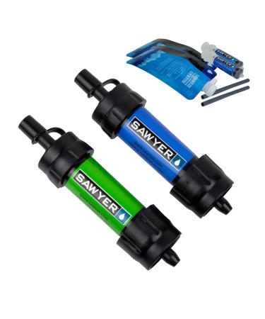 Sawyer Products SP2101 MINI Water Filtration System, 2-Pack, Blue and Green Blue / Green 2-pack Filtration System