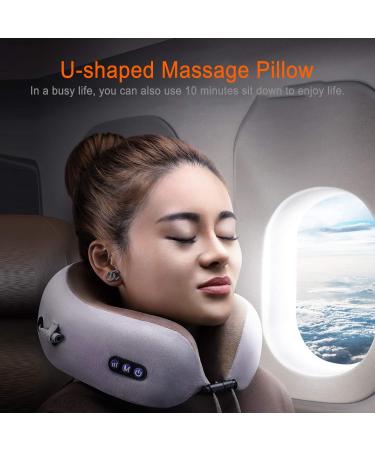 Ergocar U-Shaped Neck Massager Cushion - Cervical Pain Relief Device for Home Car & Office - Brown - Buy Online on GoSupps.com