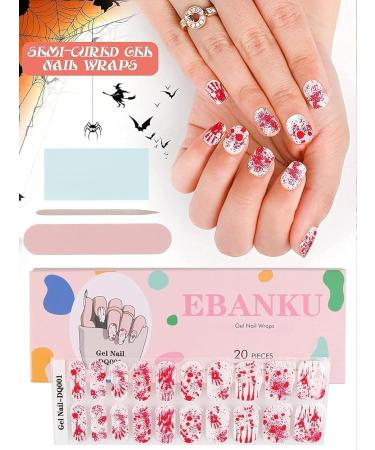 EBANKU 20PCS Nail Gel Polish Strips - Full Wraps Self-Adhesive Nail Stickers with File and Stick - Buy Online on GoSupps.com