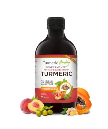 Bio-Fermented Turmeric Curcumin Supplement with Black Pepper & Ginger Papaya Digestive Enzymes & Live Cultures (Peach)