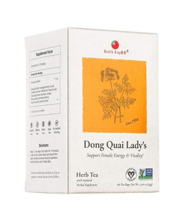 Dong Quai Lady's Herb Tea by Health King - Female Qi-Blood balance & Energy - ( 1 Pack, 20 Count, with Non-GMO, Vegan, Dang Quai Root, Astragalus Root & Leaf, Carthamus Flower, Motherwort Stem & Leaf, Codonopsis Root, Sz