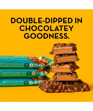 FULFIL Vitamin and Protein Bars Chocolate Salted Caramel Snack Sized Bar with 15g Protein & Vitamin and Protein Bars Hazelnut Snack Sized Bar with 15 g Protein and 8 Vitamins - Buy Online on GoSupps.com