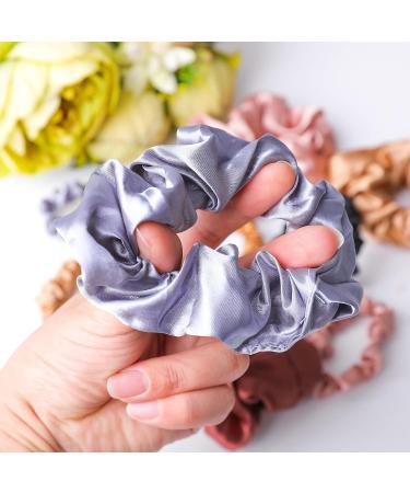 24 Pieces Silk Hair Scrunchies for Women Solid Elastic Bands Ponytail Holder Soft Satin Hair Ties Set Curly Thick Thin Hair Hair Accessories - Buy Online on GoSupps.com