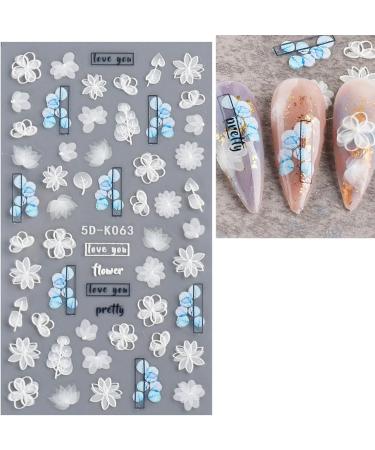 JMEOWIO 3D Embossed Spring Flower Nail Art Stickers Decals Self-Adhesive 5D Floral Colorful Summer Nail Supplies Nail Art Design Decoration Accessories 4 Sheets - Buy Online on GoSupps.com