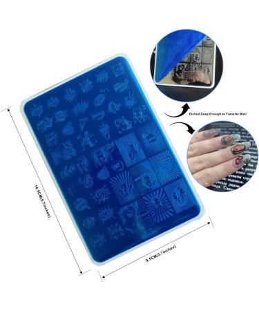 Nail Stamping Kit: 4 Big Stamp Plates, Double-Sided Clear Jelly Stamper - Abstract, Face, Snake, Constellation Design Templates - Buy Online on GoSupps.com