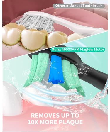 AUFIIT Electric Toothbrush for Adults - Sonic, Rechargeable, 5 Modes, Smart Timer, 8 Brush Heads - Black - Buy Online on GoSupps.com