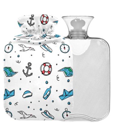 NAANLE OCEAN SEAGULL hot water bottle with reference transparent hot water bottle 1l heat bottle for bed hand feet warmer pain relief heat and cold therapy