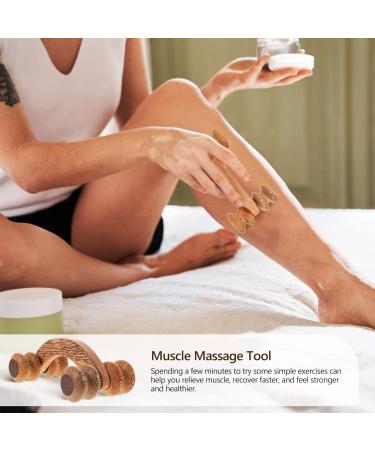 Healeved 5pcs Four Wheel Massager - Shoulder & Neck Muscle Roller Stick | Light Brown | International Shipping Available - Buy Online on GoSupps.com