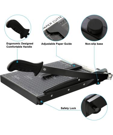Paper Trimmer  A4 Paper Cutter Guillotine with Heavy Duty Gridded Base Cut Length 12 Sheets Capacity  Cutting Paper Machine for Home Office (Black) - Buy Online on GoSupps.com