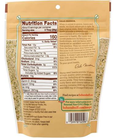 Bob's Red Mill Hulled Hemp Seed Hearts 227 Grams - Buy Online on GoSupps.com