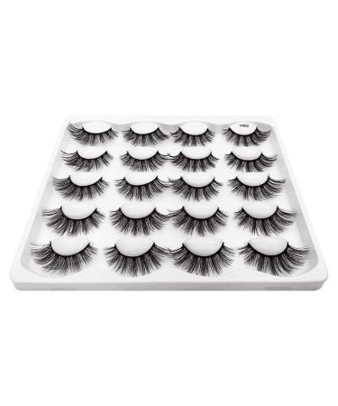 Hannahool 10 Pairs 3D Natural False Eyelashes - Reusable Fluffy Cross Faux Mink Long Stripe Lashes Y02 - Buy Online on GoSupps.com