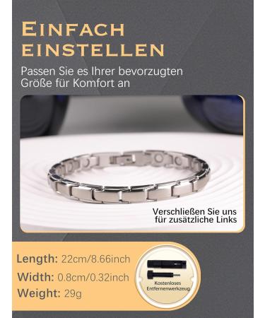 Jeracol Titanstahl Magnetic Hard Band for Women | Adjustable 3500 Gauss Magnetic Bracelet with Distance Tools | Silver Jewelry - Buy Online on GoSupps.com