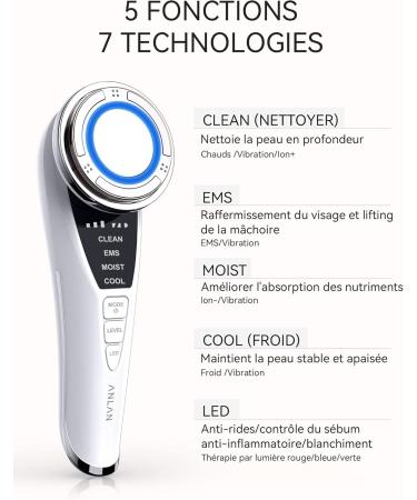 ANLAN 5 in 1 Anti Wrinkle Device Anti-Aging Beauty Device for Facial Care Deep Cleansing Face Lift with Makeup Remover Pad - Buy Online on GoSupps.com