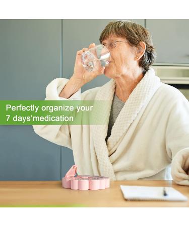 Mooyue Pink Weekly Pill Organizer | Large Compartments, Arthritis Friendly, Cute 7 Day Pill Box for Vitamins & Supplements - Buy Online on GoSupps.com