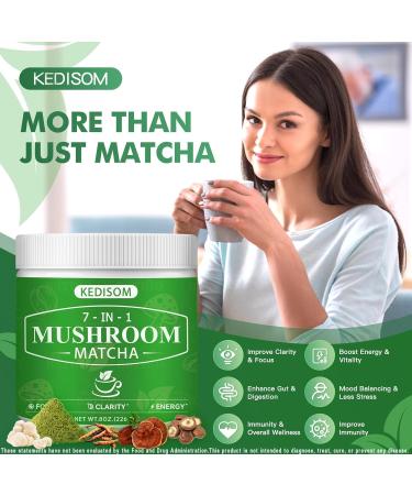 Mushroom Matcha, Adaptogenic Mushroom Blend with 7 Superfood Mushrooms and Ceremonial-Grade Matcha for Energy, Focus, Digestion, Immunity with Turkey Tail, Shiitake, Lion's Mane, 45 servings - Buy Online on GoSupps.com