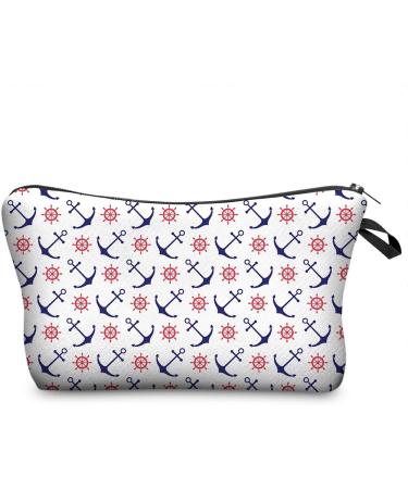 PREMYO Small Cosmetic Bag - Stylish Makeup & Pencil Case for Women - Perfect for Handbags - Anchor Design - Buy Online on GoSupps.com