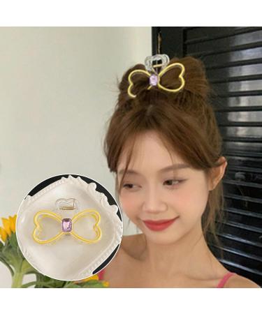 Buy Souarts Butterfly Flowers Hair Clip - Non-Slip Metal Hair Clips for Girls & Women - Stylish Hair Claws in Yellow White & Blue - Buy Online on GoSupps.com