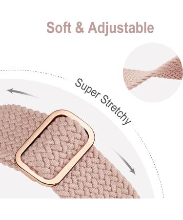 Adjustable Braided Solo Loop Apple Watch Band 38mm/40mm/41mm - Starlight/Pink | Elastic Sport Wristband for iWatch Series 8-1 SE - Buy Online on GoSupps.com